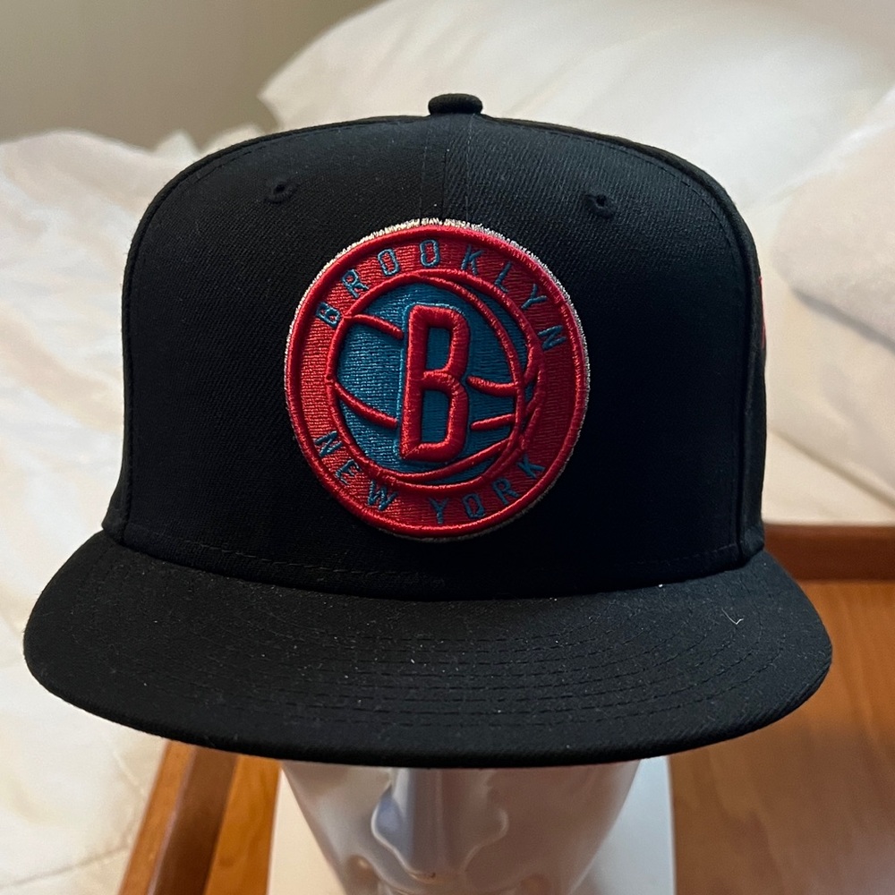Brooklyn New York Black Snapback Cap with Red & Blue Emblem